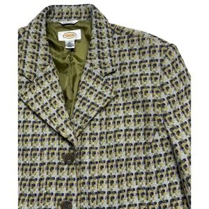 Talbots Vintage Wool Tweed Basketweave Blazer Made in USA Size 14 Italian Fabric